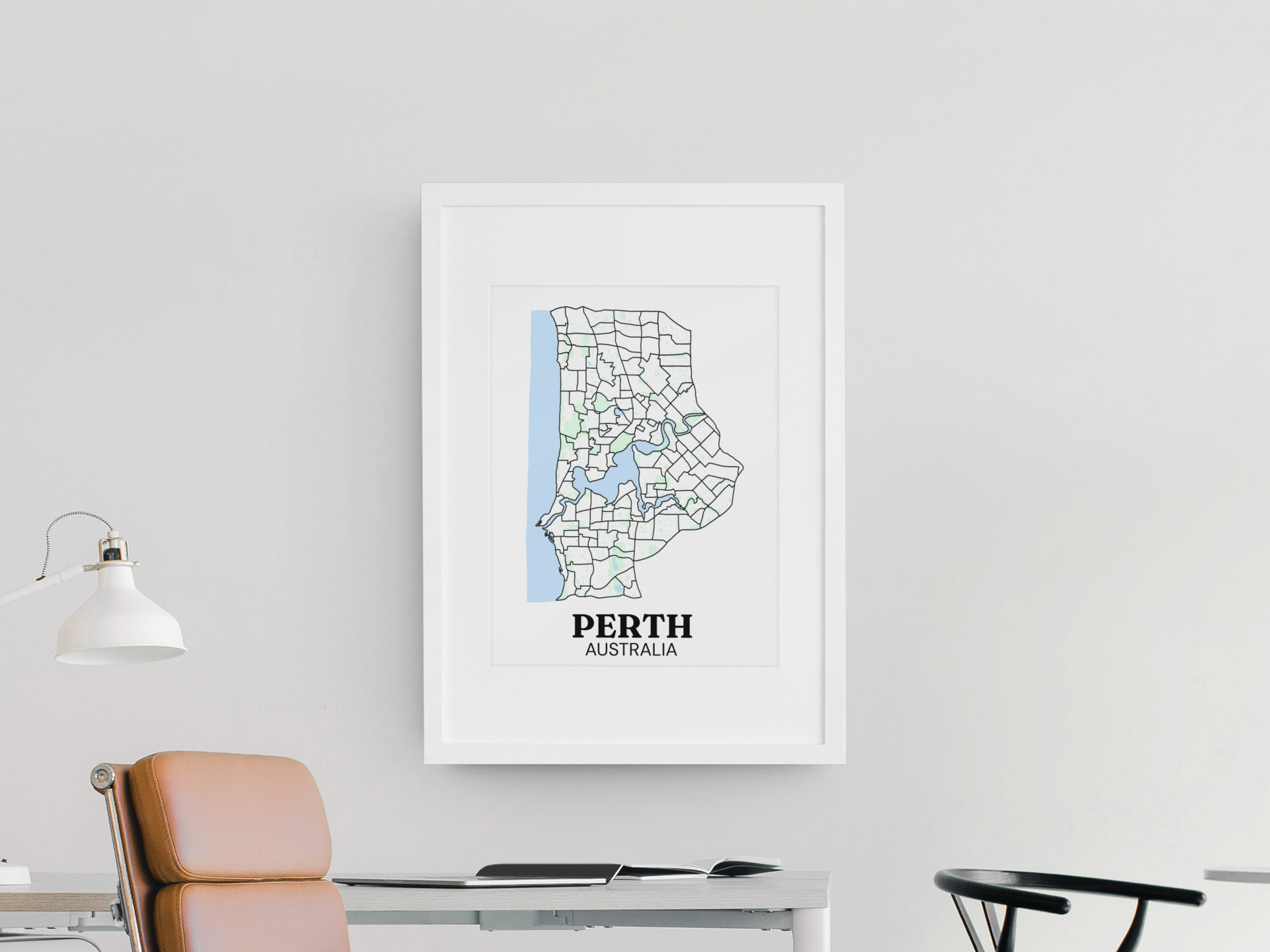 Bare Framed Perth Map