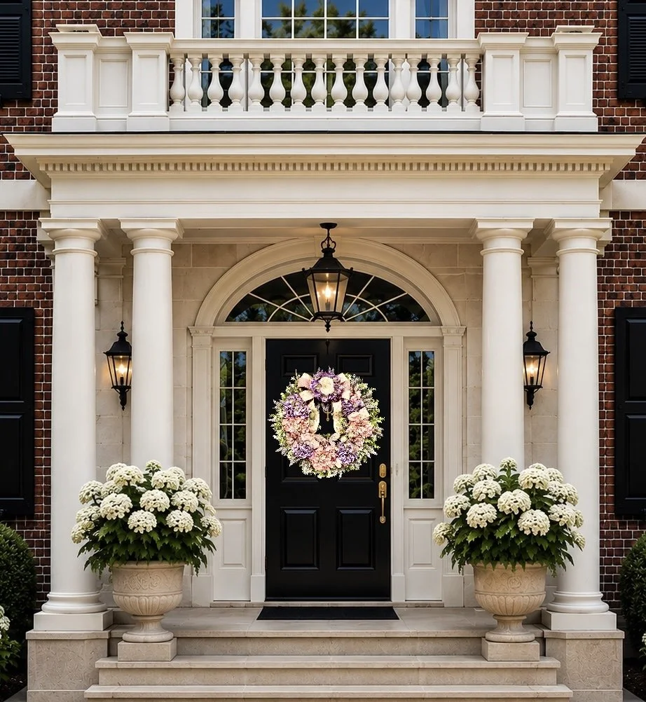 Blushing Blossoms Ultra luxe Pink and Purple Luxury Front Door Wreath by Uniquely Yours Style