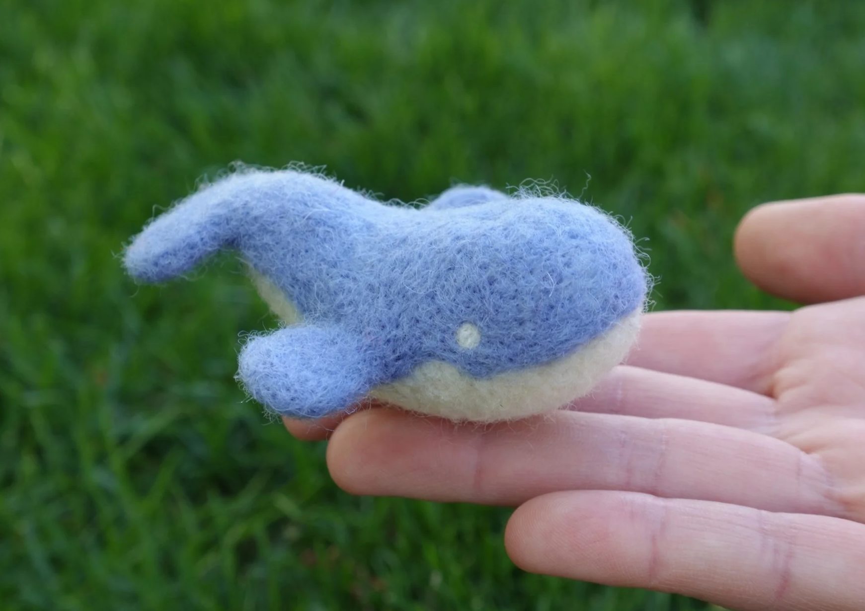 Needle felt blue whale