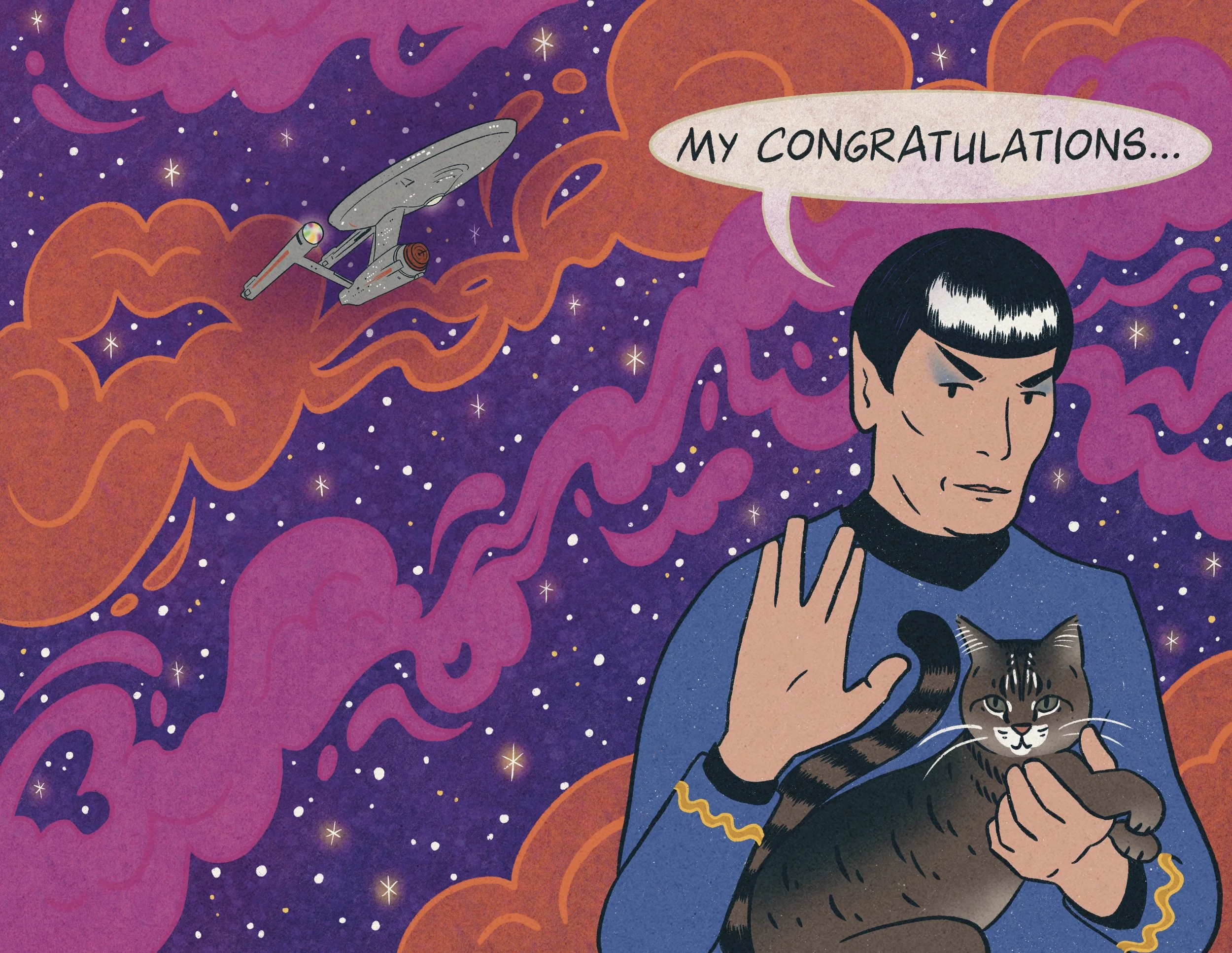 A commissioned birthday card for a fellow Trekkie.