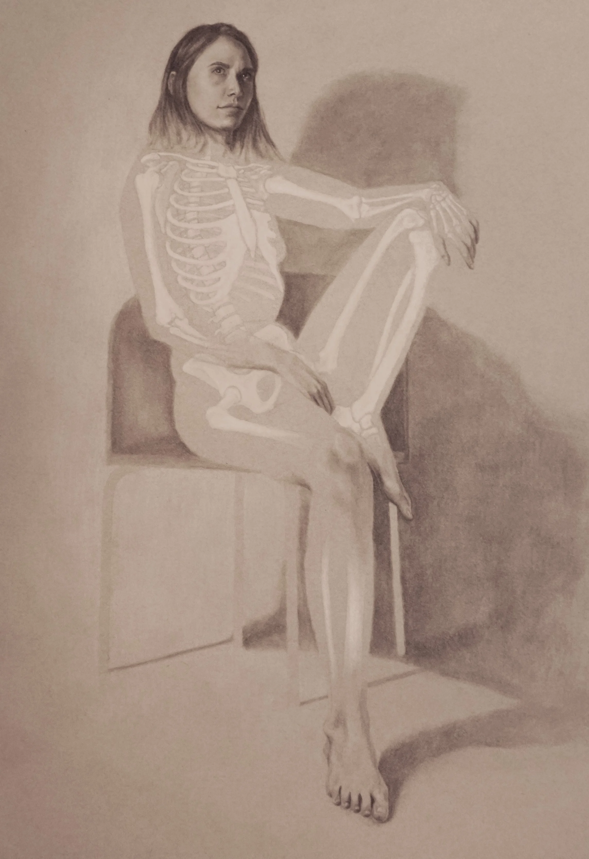 Charcoal on gray paper