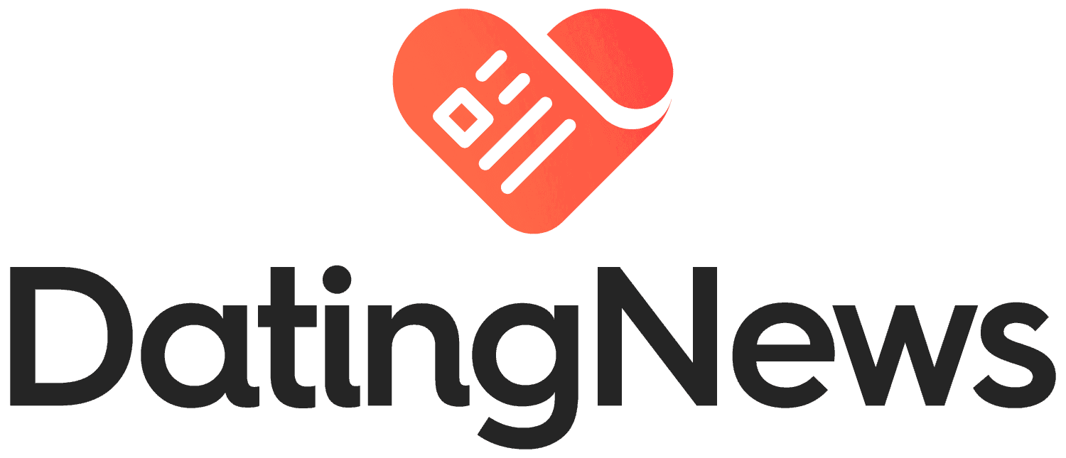 DatingNews logo with a stylized heart and a pill inside it.