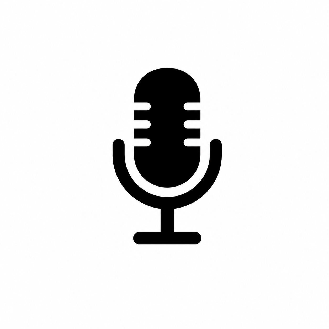 Black microphone icon on a white background.