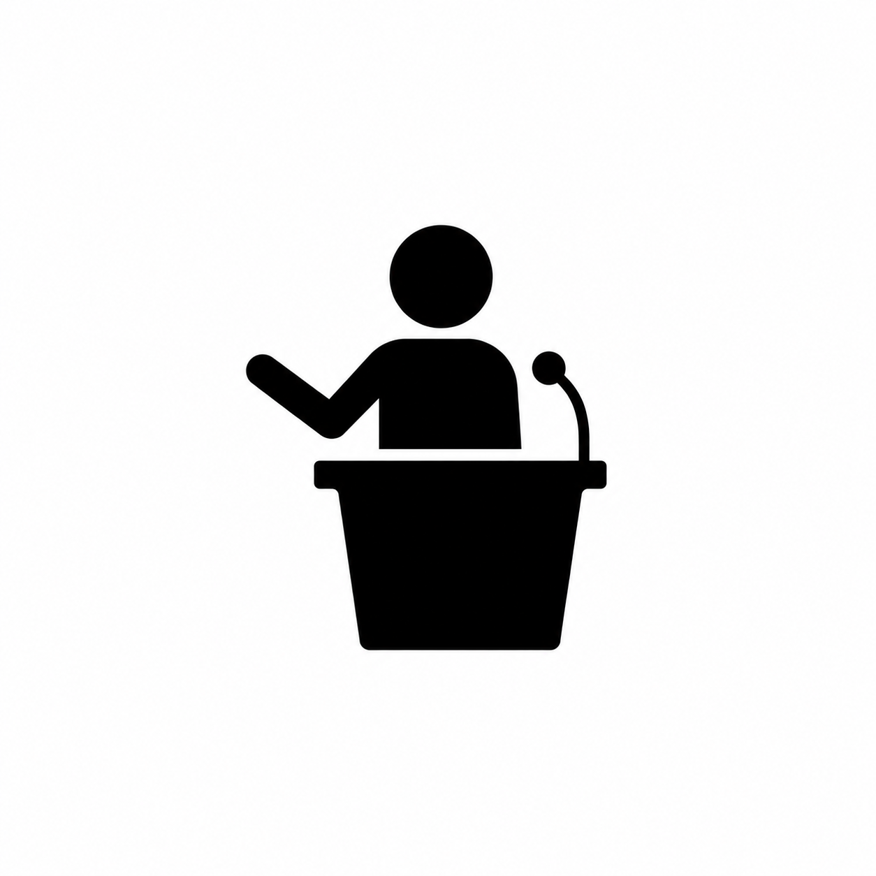 Icon of a person speaking at a podium with a microphone.