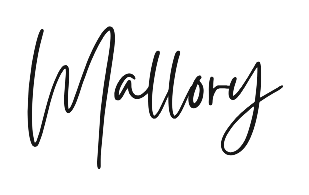 The word 'Mallory' written in black cursive handwriting on a white background.