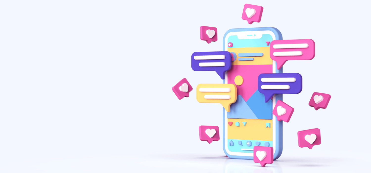 Animated phone with social media notifications