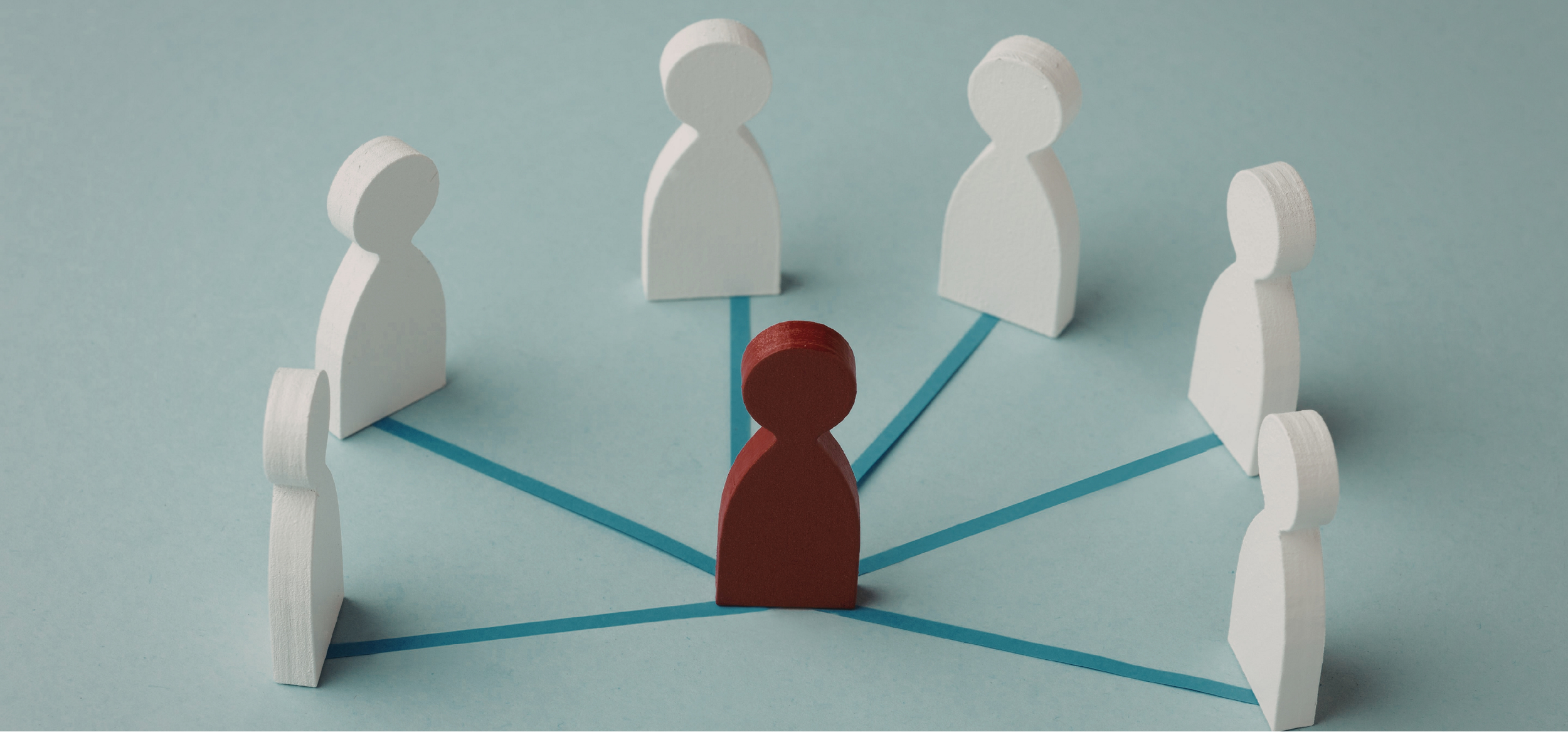 Person shape connected to several other person shapes
