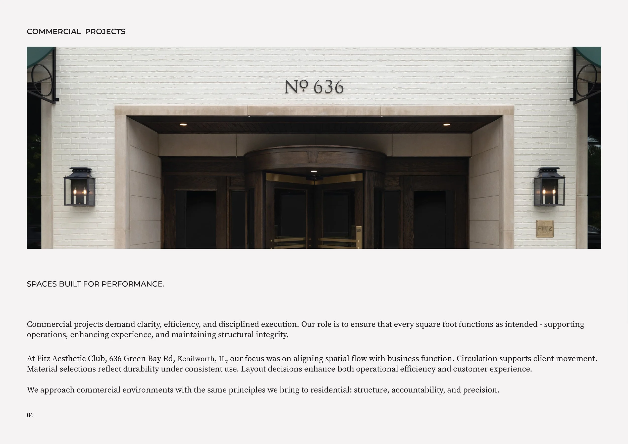 Commercial project feature in Stratum Builders portfolio booklet