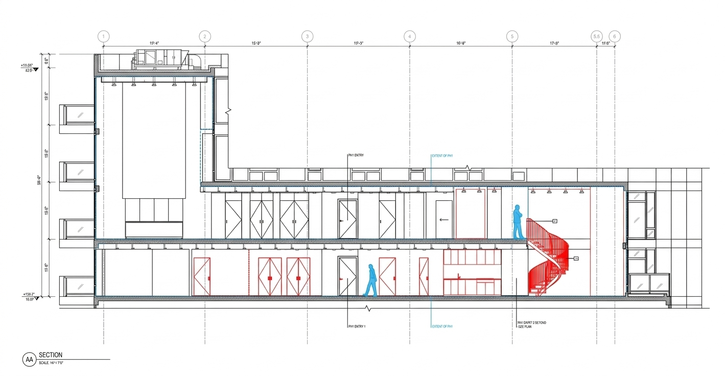 Construction blueprint and architectural planning detail by Stratum Builders