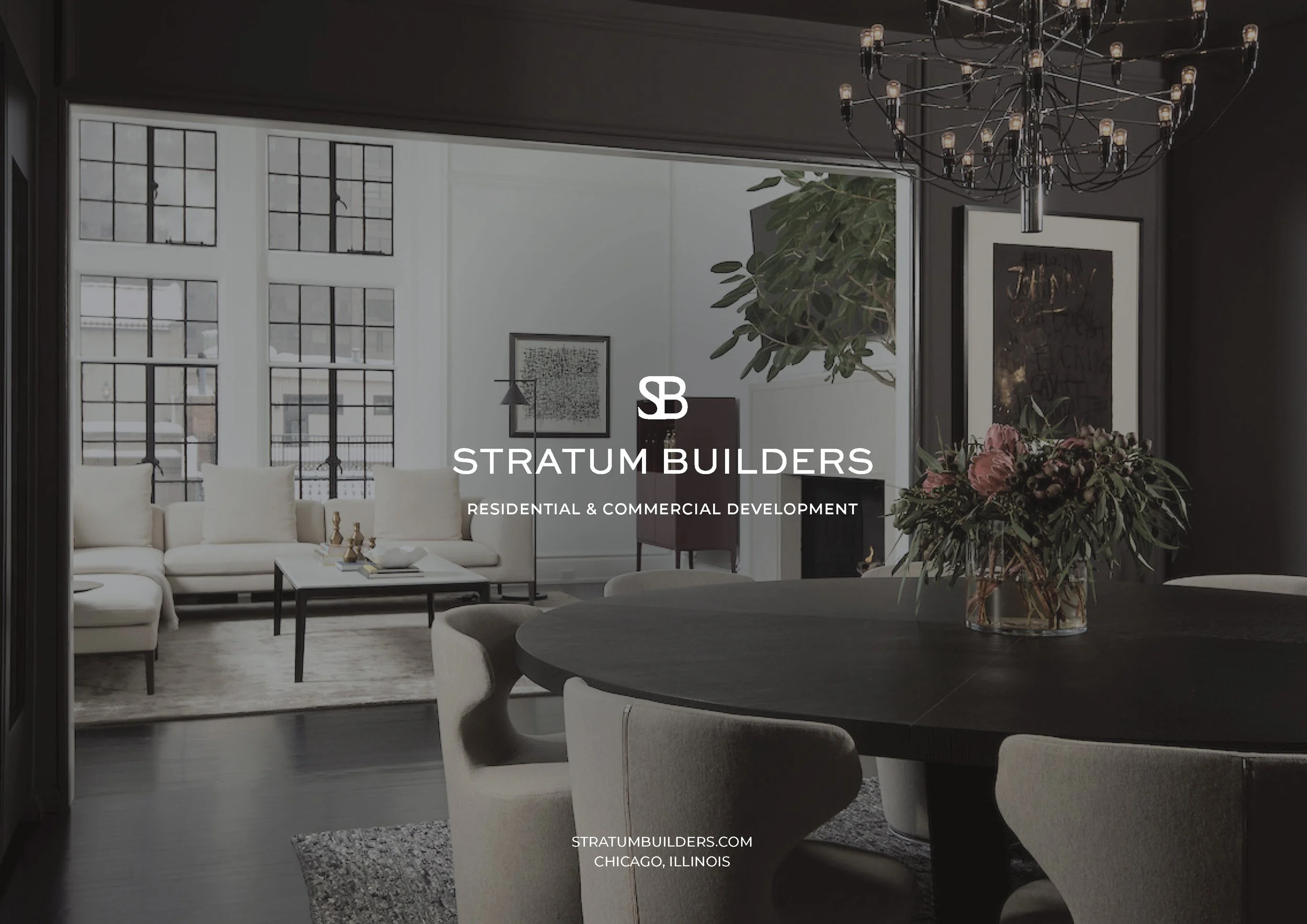 Brand booklet cover for Stratum Builders Chicago