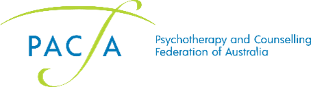Logo of the Psychology and Counselling Federation of Australia, featuring the acronym PACFA in blue and green with the full name beside it.