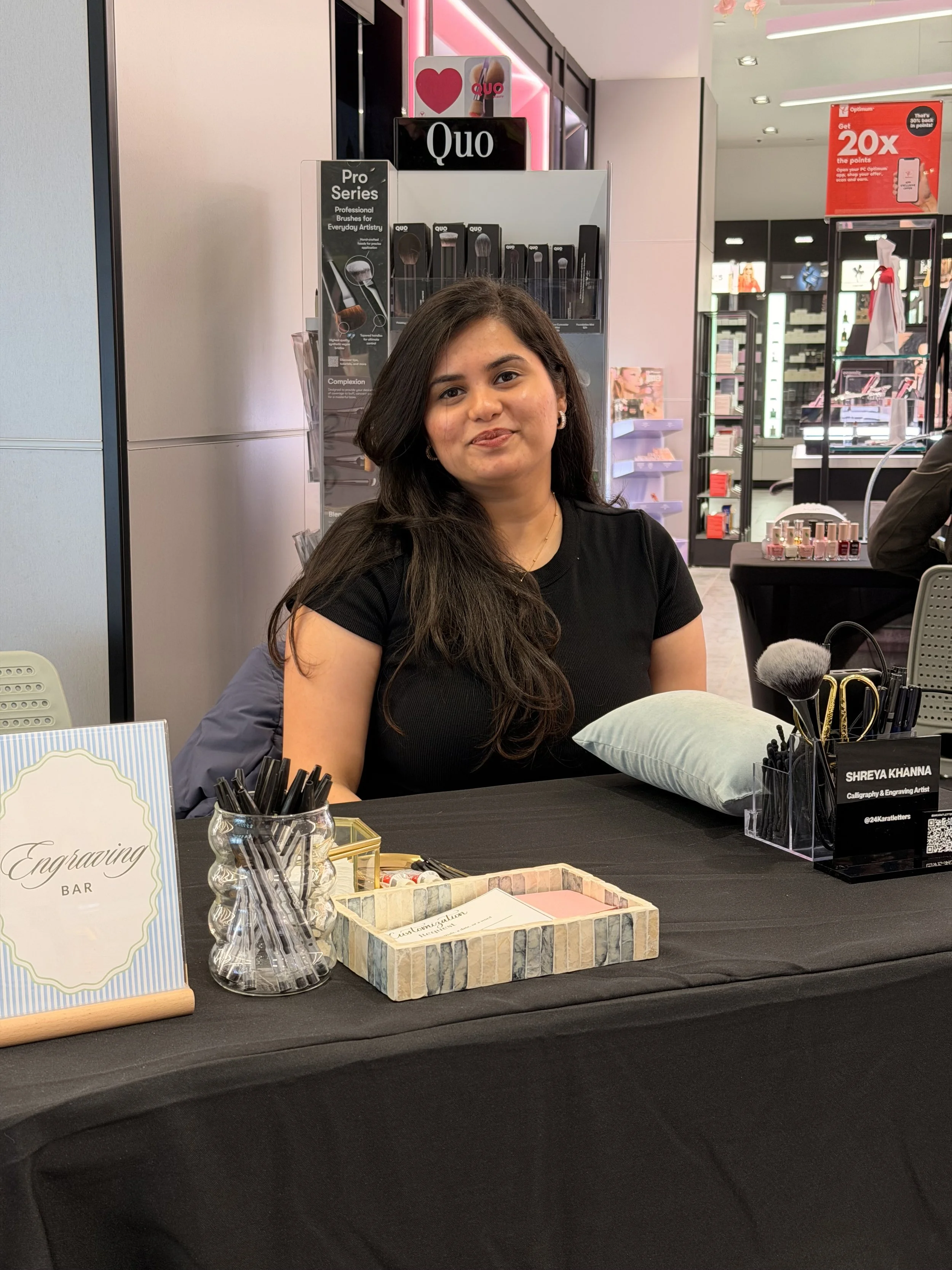Toronto Calligrapher on site engraving at shoppers drug mart