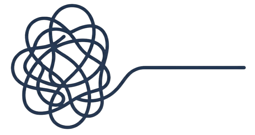 A metal wire formed into a tangled knot on the left, with a straight section extending to the right.