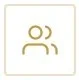 Icon of two stylized human figures, one larger and one smaller, representing a parent and child, with a simple, minimalist design in beige on a white background.