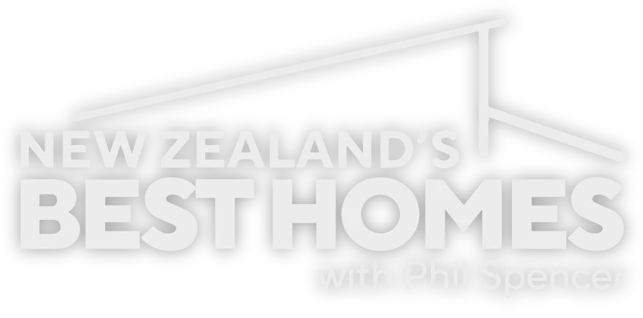 Logo for New Zealand's Best Homes with Phil Spencer, featuring stylized house rooflines.
