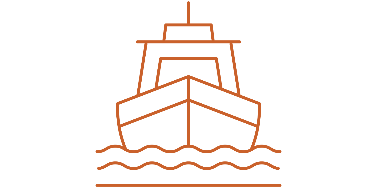 Outline of a large cruise ship sailing on water, depicted with simple lines and a minimalist style.