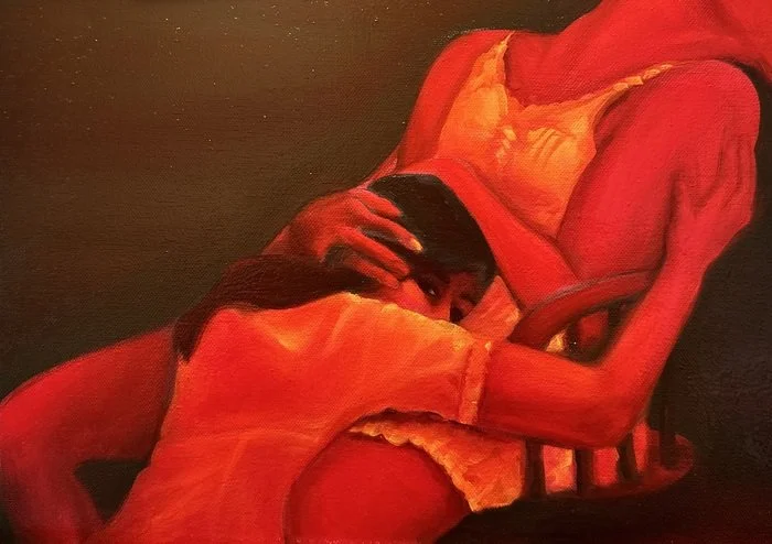 "Seeing Red" 11"x14" Oil on canvas, 2024. 