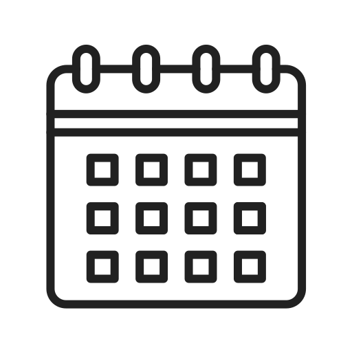 Icon of a calendar with a ring binding at the top.