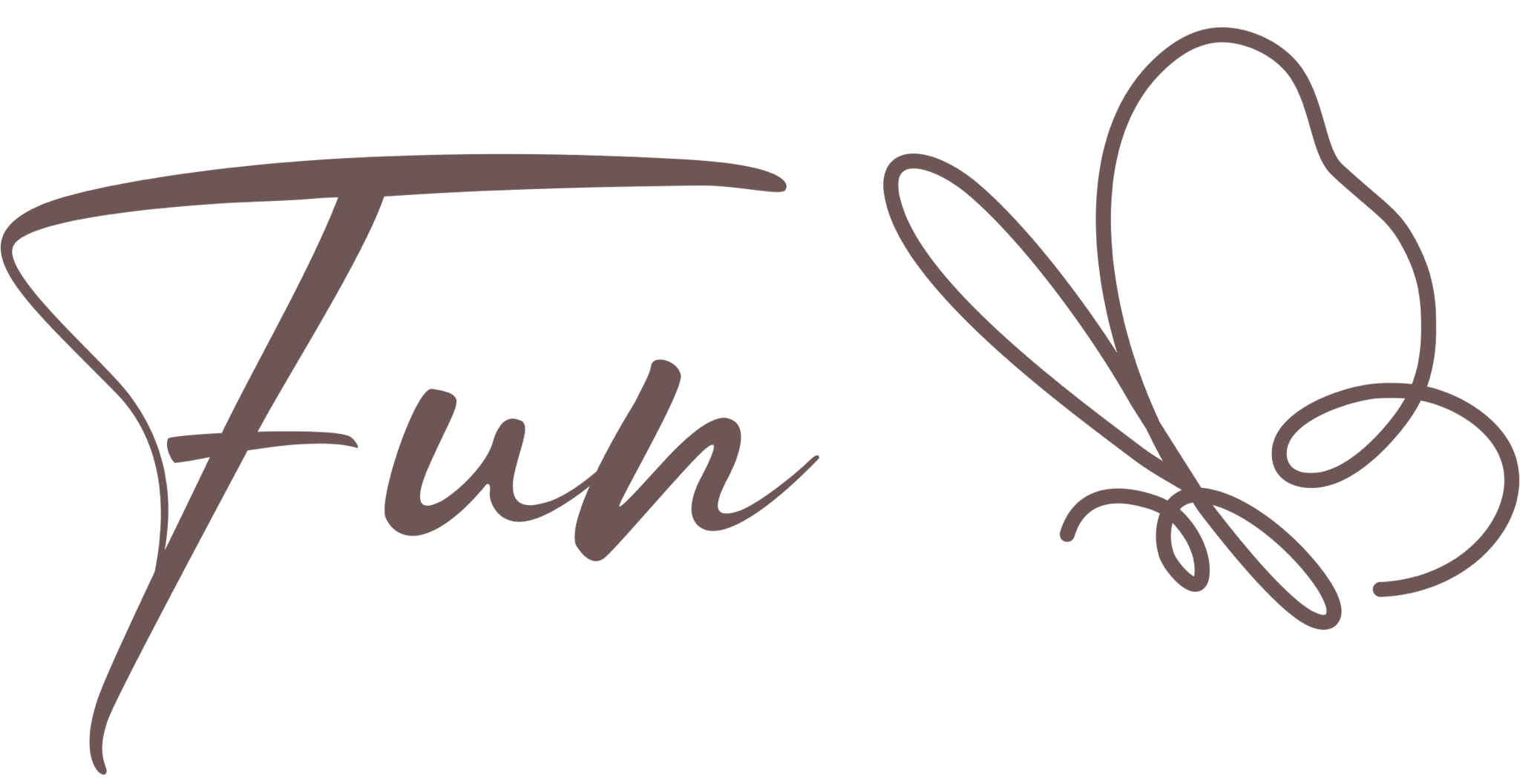 Handwritten style text saying "Fufu" with a decorative arrow and a butterfly outline beside it.