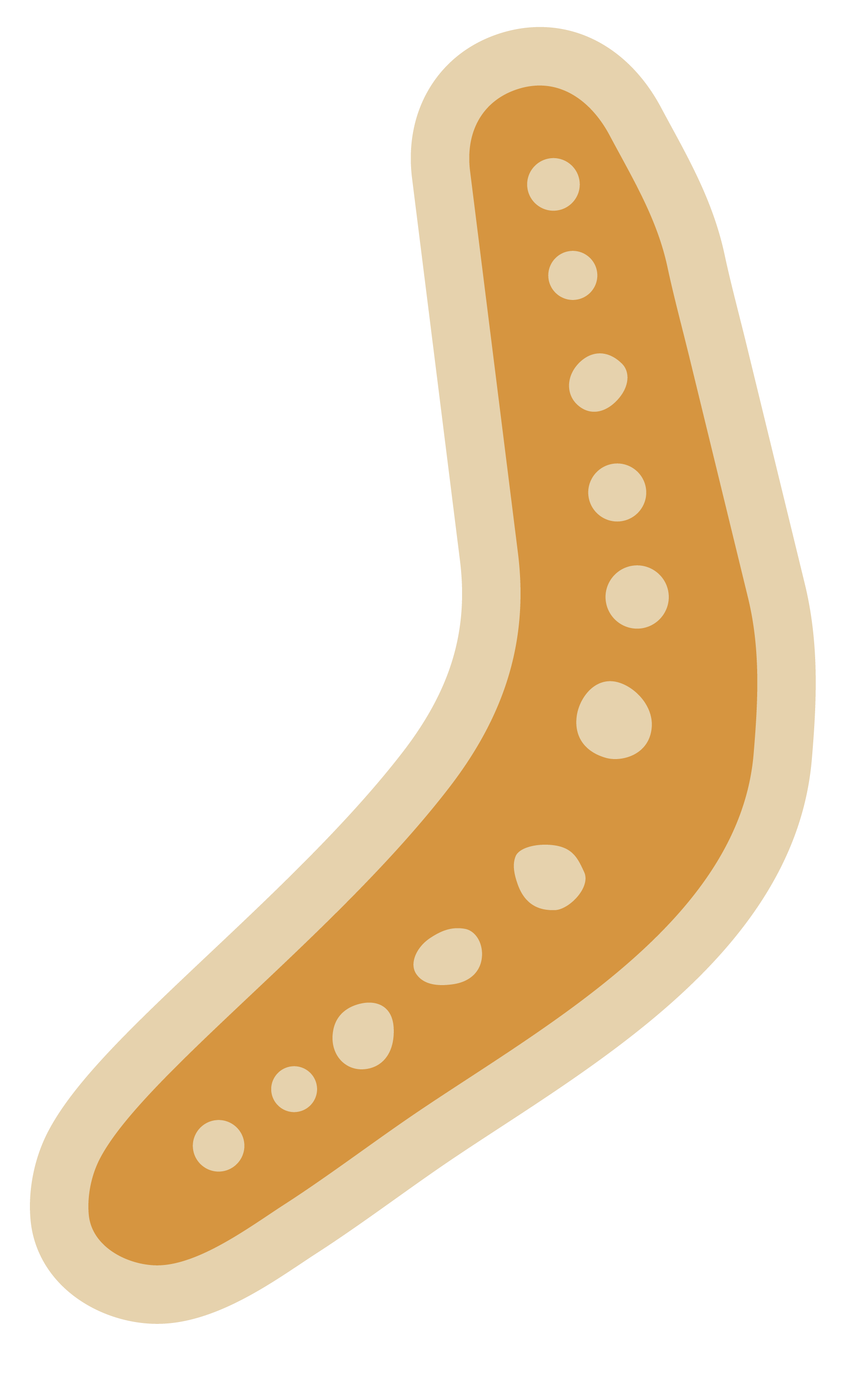 A cartoon illustration of a hot dog bun with hot dog sausage inside, topped with mustard.