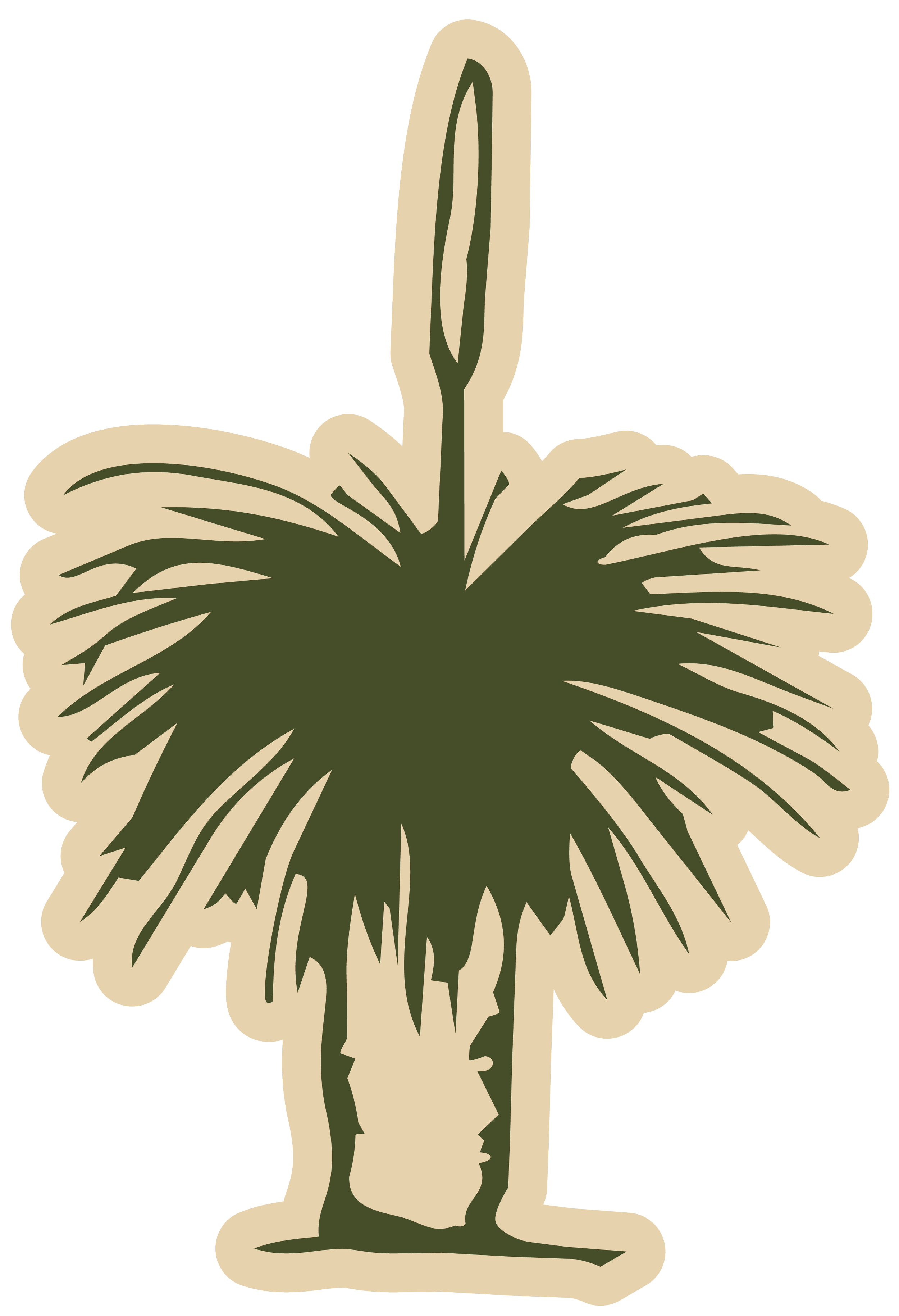 A graphic illustration of a hand giving the middle finger with a bushy tail and a large bushy tail or furry object in the background.
