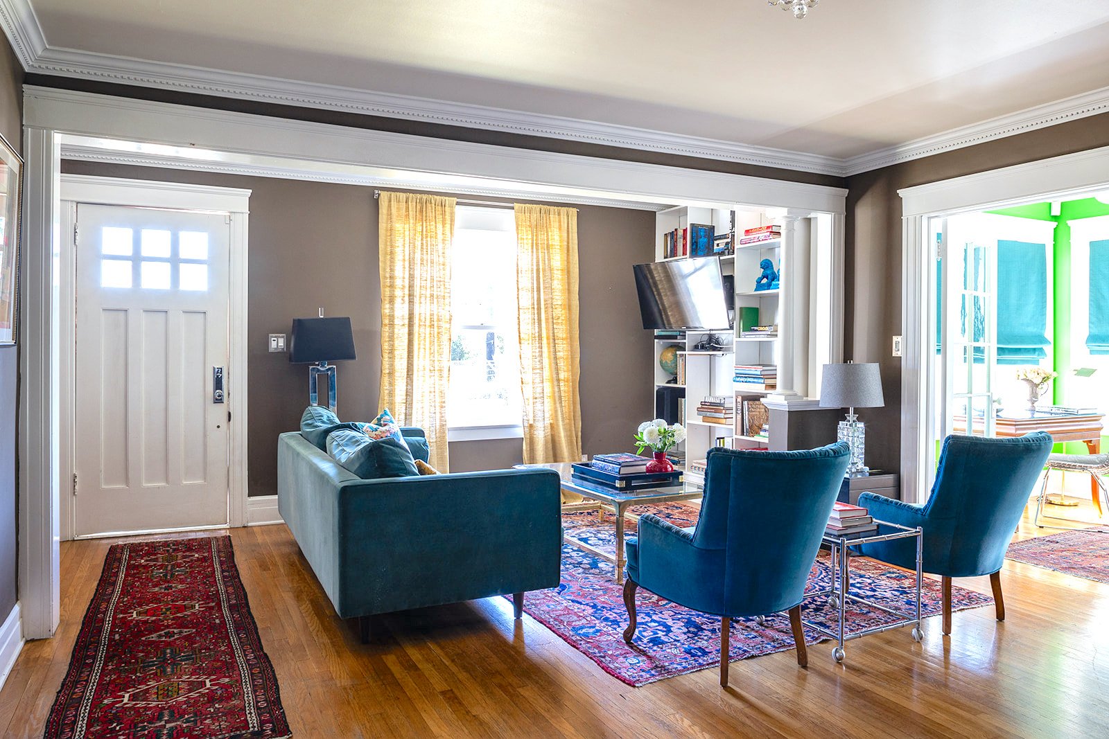 Living Room with Built in Bookshelves