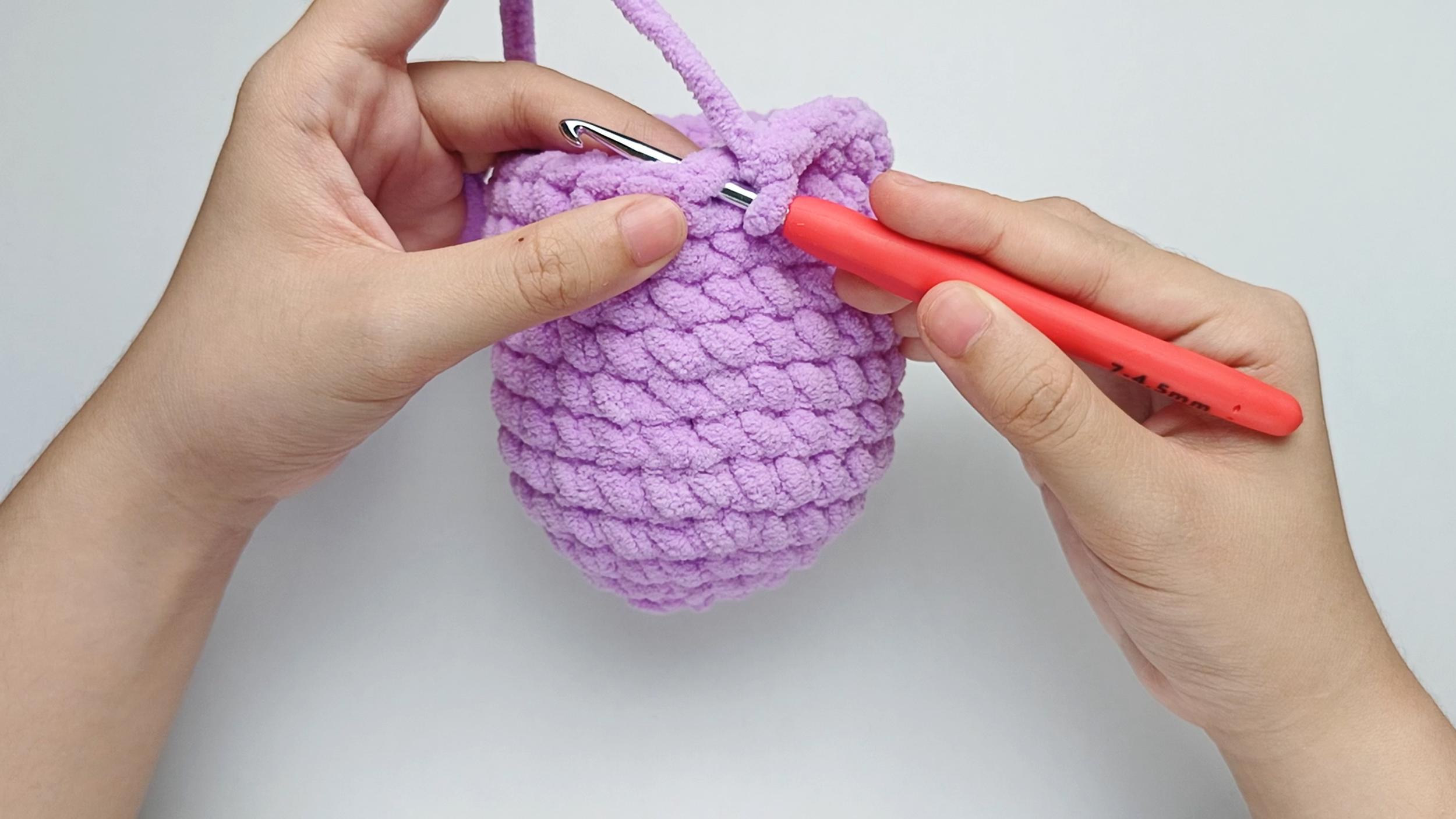 Hook back in: Insert your hook into that marked stitch to begin Round 13. Remove the stitch marker so the stitch is easier to work into.