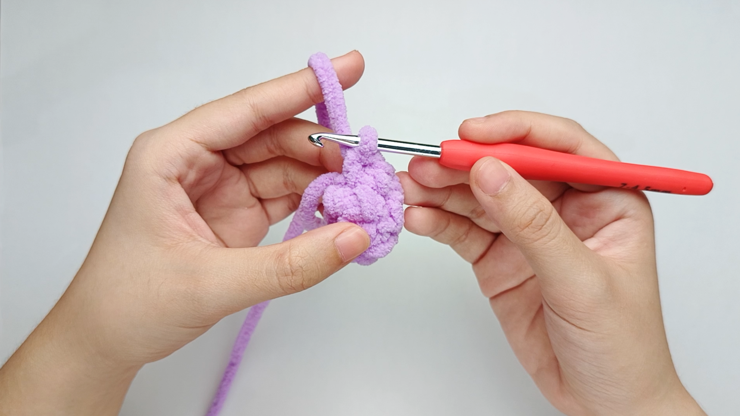 Make all your stitches: Crochet 1 single crochet (sc) in each stitch around. There should be 5 stitches in total.