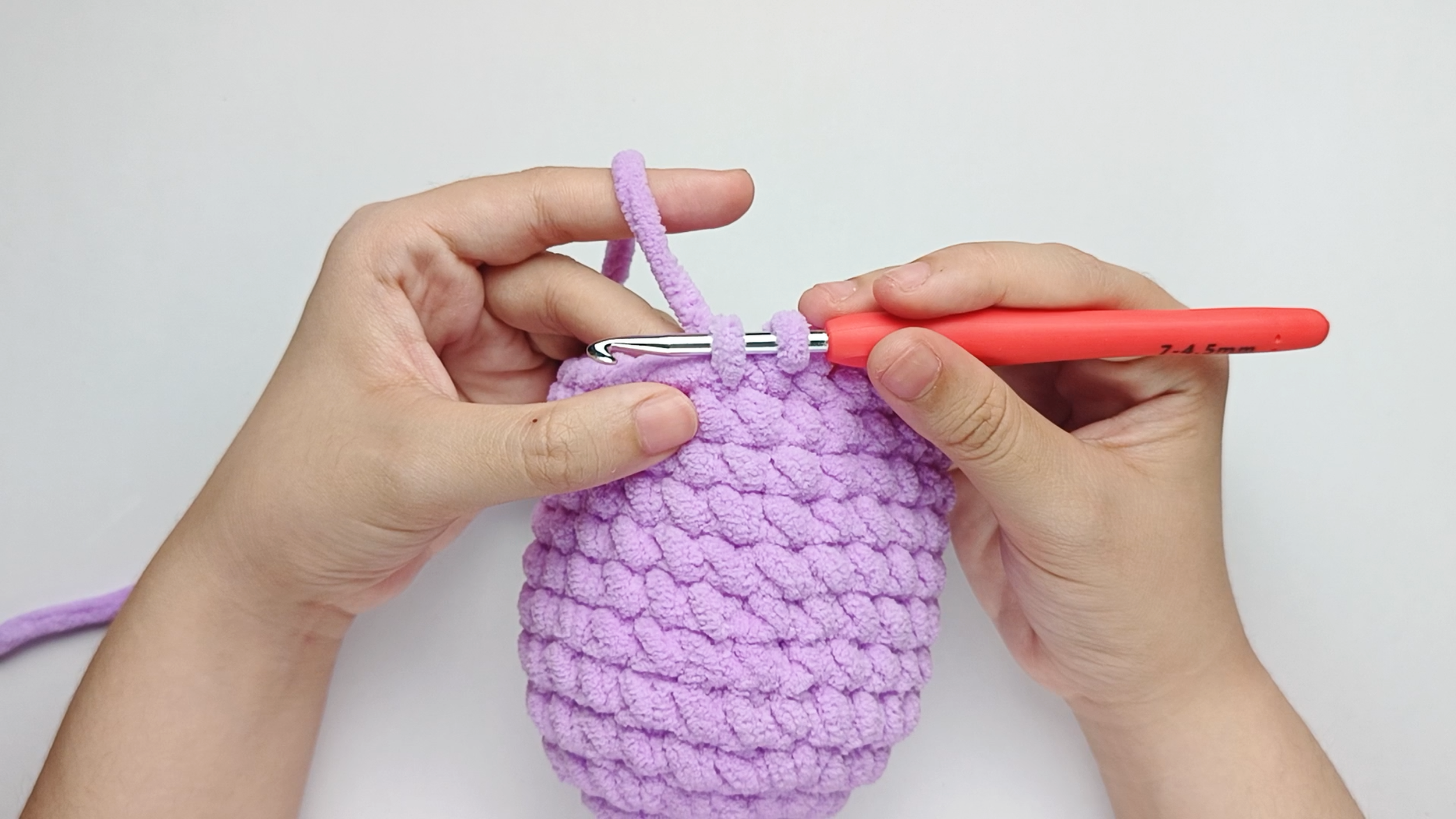 Make 1 decrease (dec): To make a decrease (dec), we will work 2 stitches together to make 1 stitch. Begin with making 1 single crochet (sc) in the next stitch.