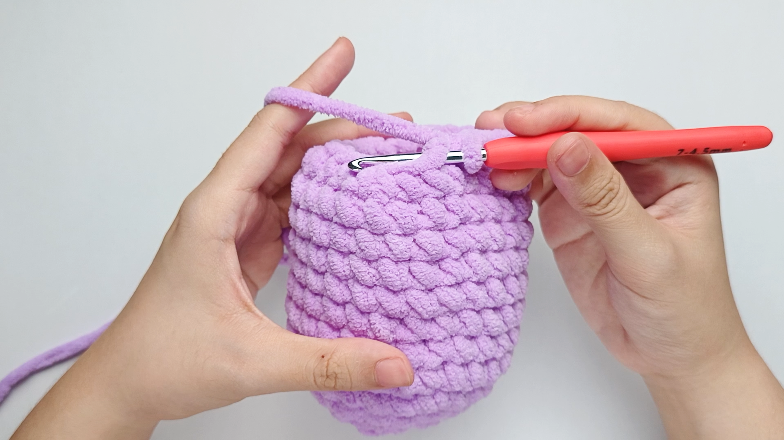 Hook back in: Insert your hook into that marked stitch to begin Round 14. Remove the stitch marker so the stitch is easier to work into.