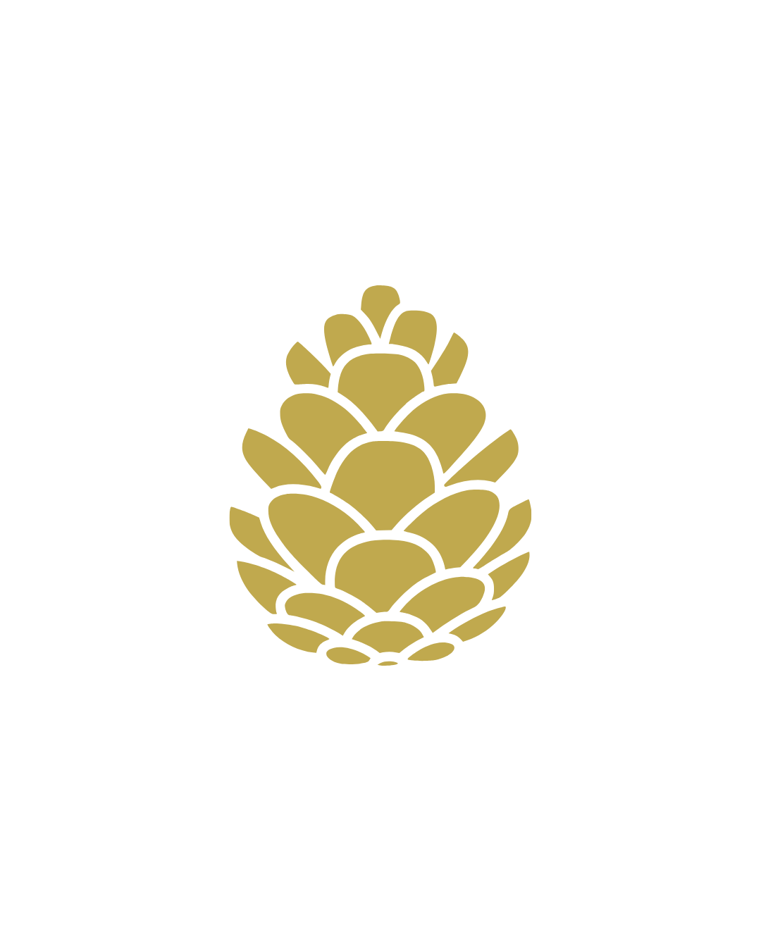 Goldene Illustration einer Ananas auf schwarzem Hintergrund.
