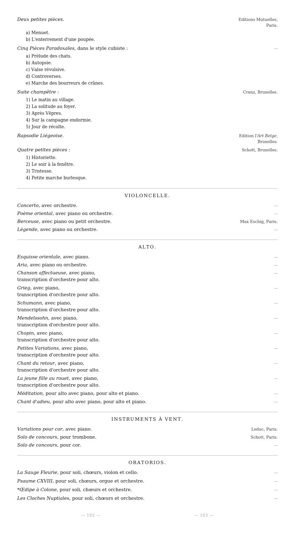 A scanned music program listing various pieces, including piano solos, orchestral works, and oratorios, with composers' names and performance details.