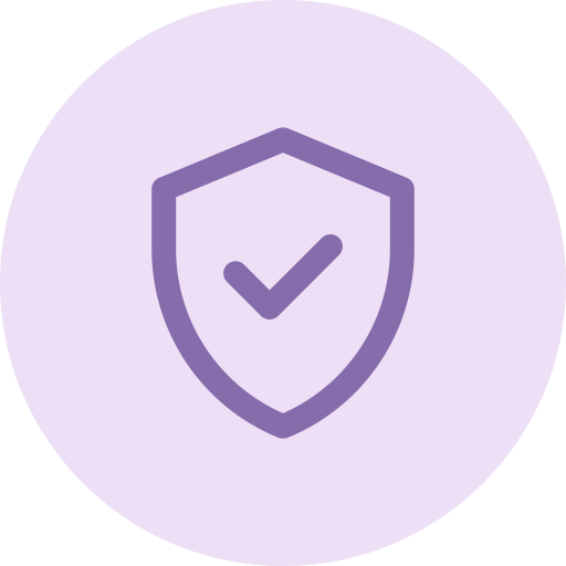 A shield icon with a check mark inside, symbolizing security or protection.