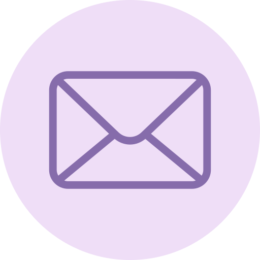 Icon of a purple envelope on a light purple circular background.