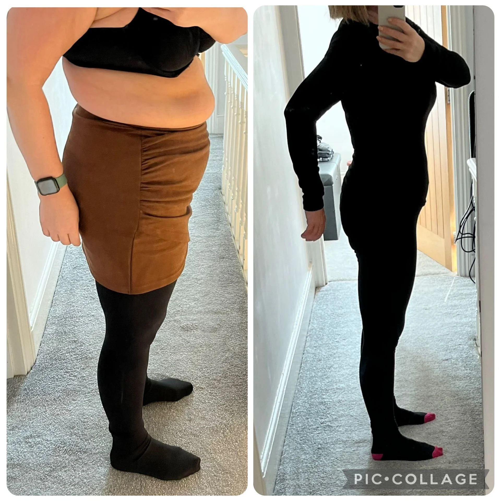 Woman with shoulder-length curly hair sitting on a bench in a minimalistic room with wooden paneling and natural sunlight.