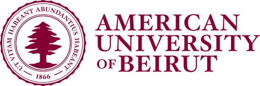 Logo of the American University of Beirut with a tree symbol and the university name in maroon.