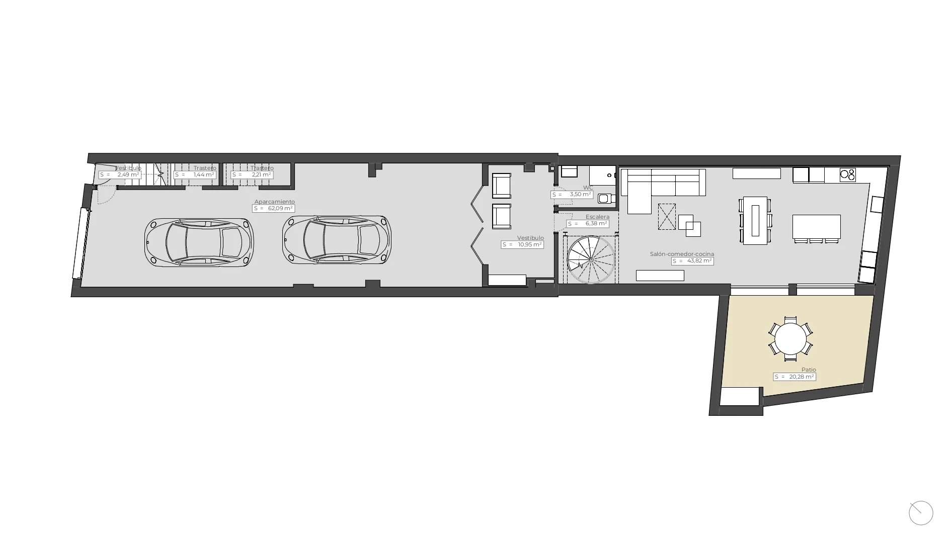 esvibar-arquitectes-casa-seco-planimetria-planta-baja-vivienda-rehabilitacion-integral-vilareal-castellon.webp