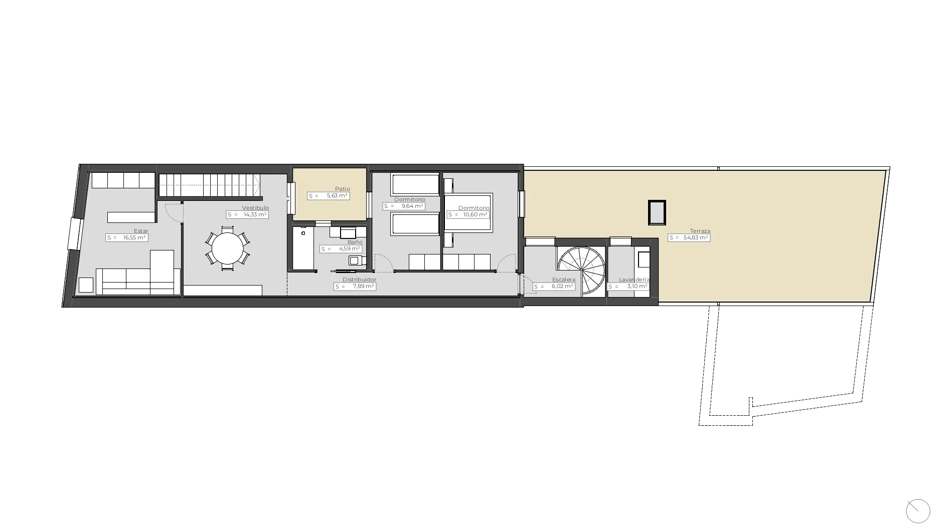 esvibar-arquitectes-casa-seco-planimetria-planta-primera-vivienda-rehabilitacion-integral-vilareal-castellon.webp