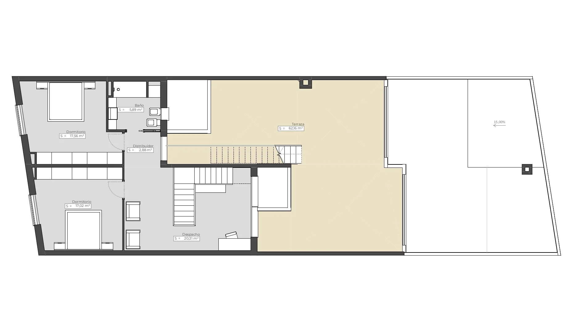 esvibar-arquitectes-casa-nupaes-planimetria-planta-primera-vivienda-rehabilitacion-vilareal-castellon.webp
