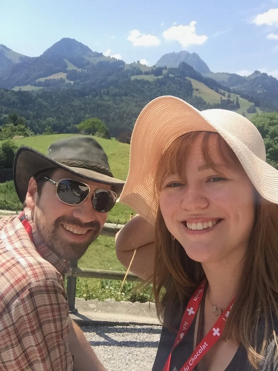 Tory and Jeff, founders of Small Steps Explorers, on a family trip in the Swiss Alps