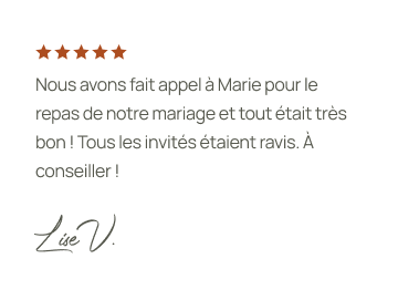 Avis repas mariage très bon, invités ravis