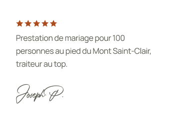 Avis traiteur top mariage 100 personnes Mont Saint Clair