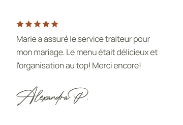 Avis menu délicieux, organisation top