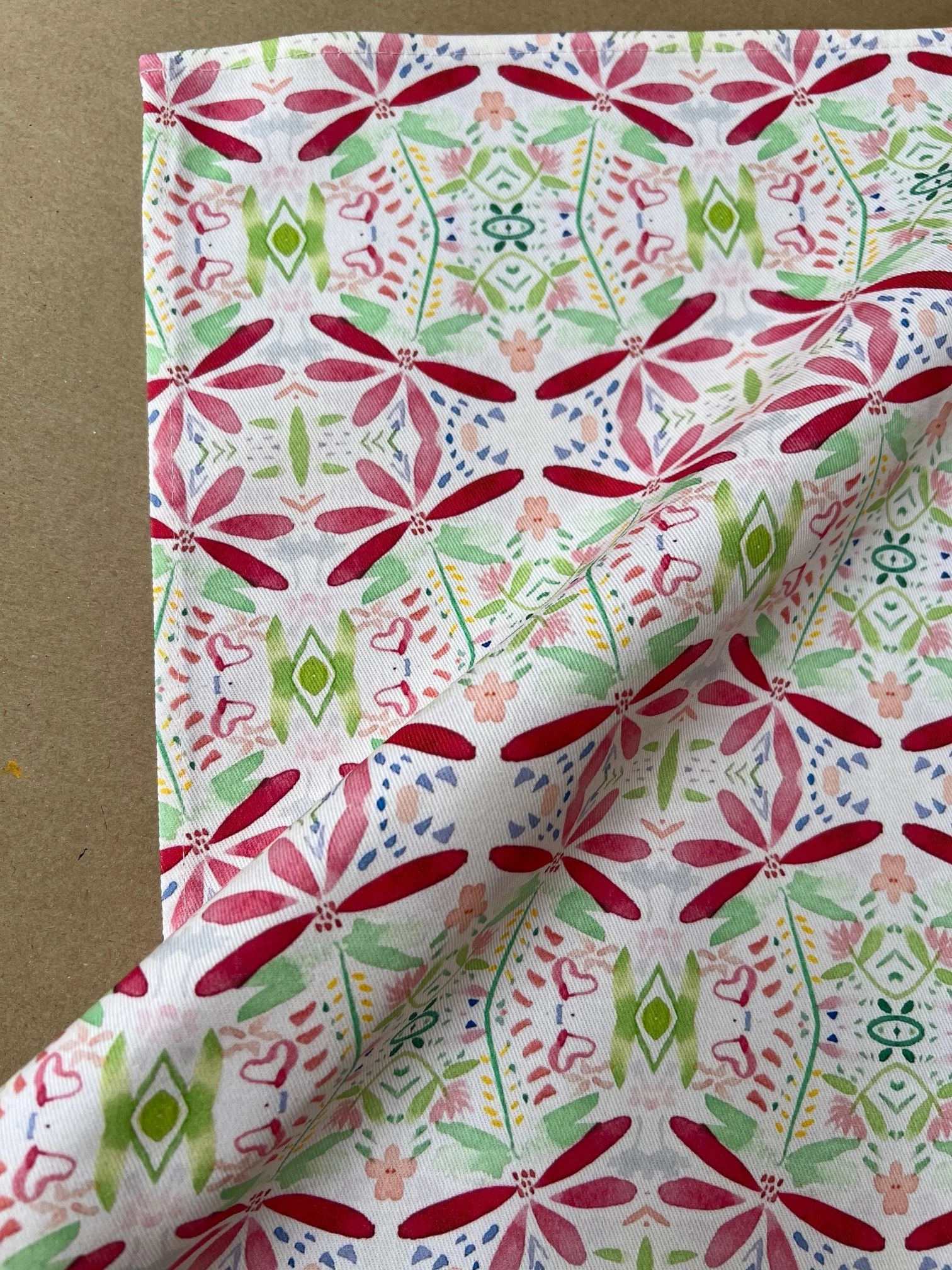 Floral teatowel - original pattern, 100% cotton