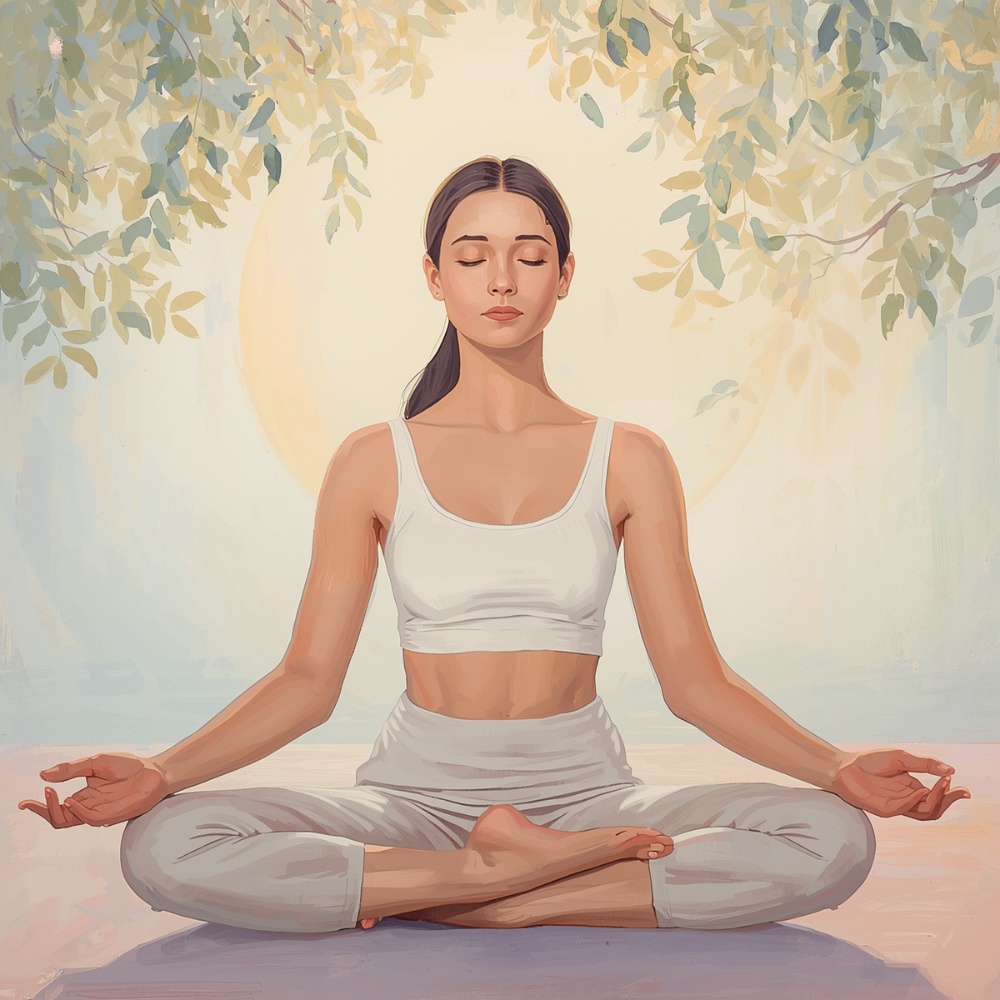Woman meditating calm wellness