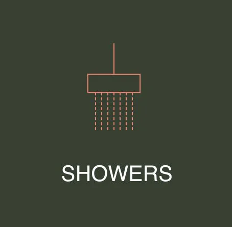 Icon of a showerhead with water streams and the word 'SHOWERS' underneath.