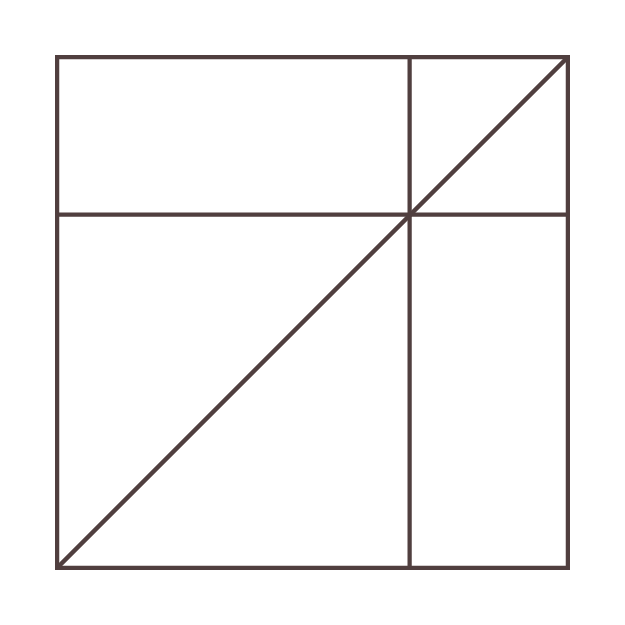 Black square with a quarter circle and diagonal line inside