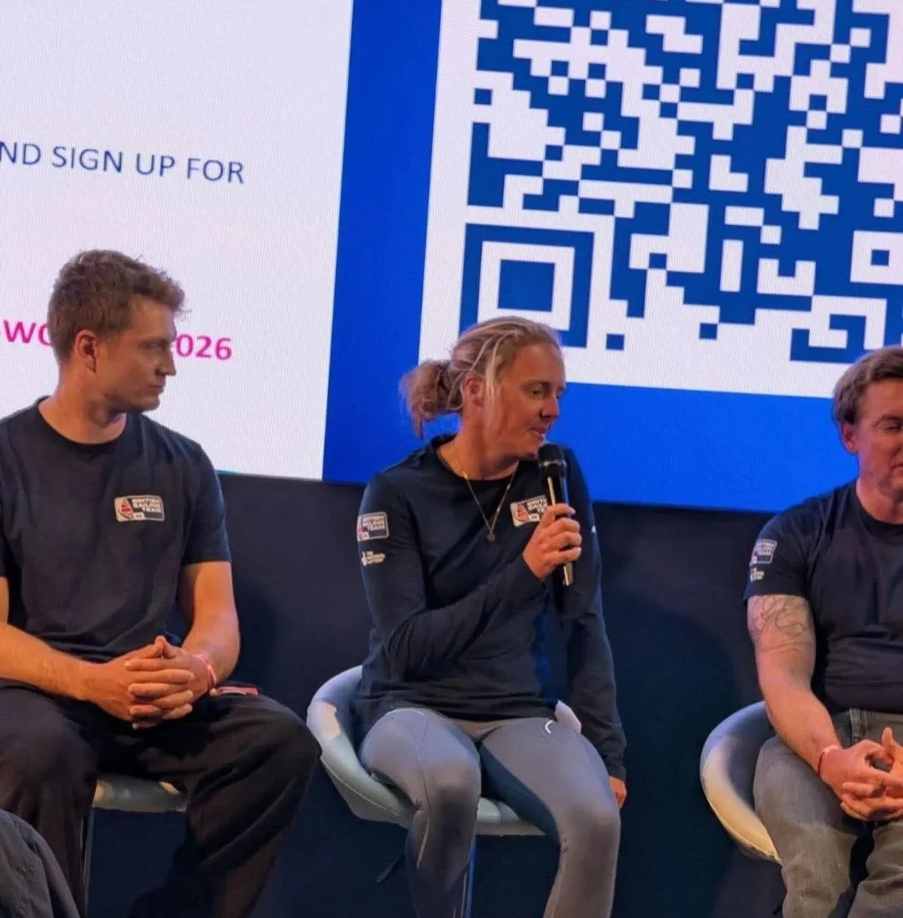 Emma on the main stage at The RYA Dinghy & Watersports Show 2026