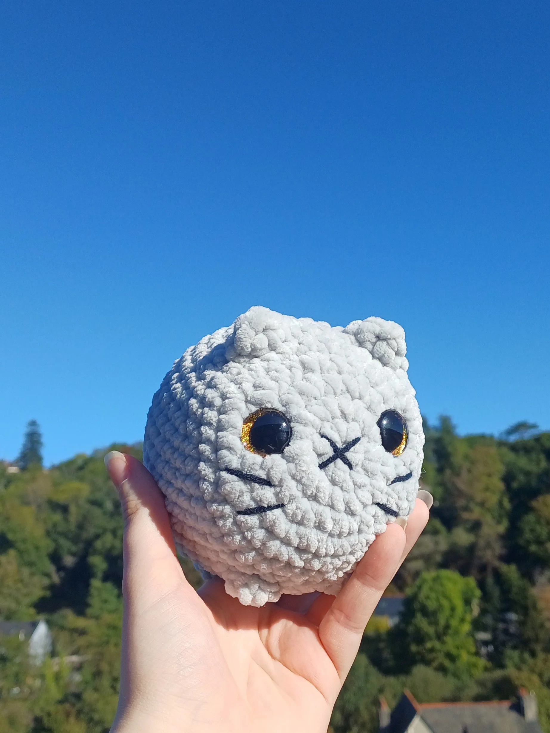 Chat Brioche Gris en Crochet