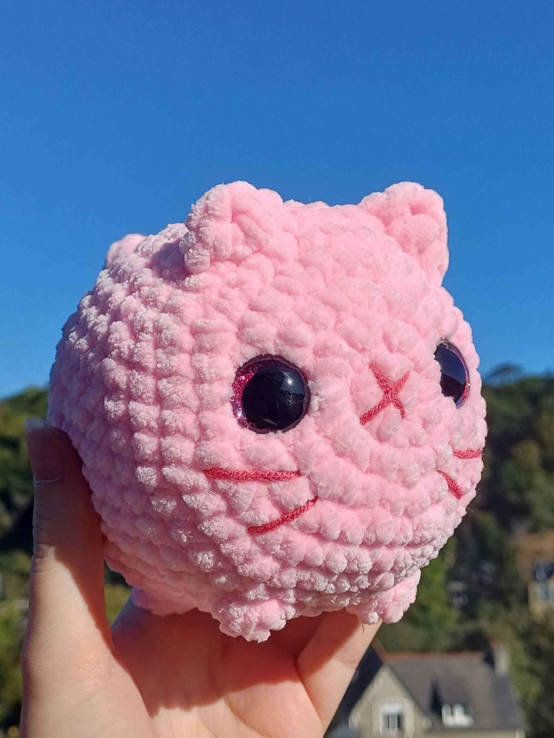 Chat Brioche Rose en Crochet